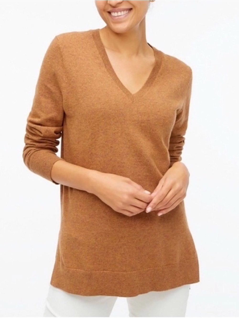 J. Crew Camel V-Neck Tunic Sweater
